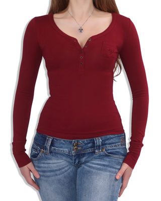 Burgundy Audrey Henley Top