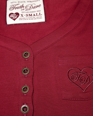 Burgundy Audrey Henley Top