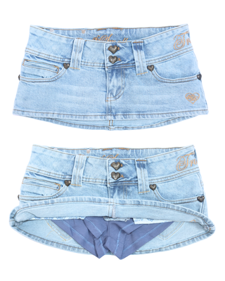 Sweetheart Low-Rise Micro Skort - Light Wash
