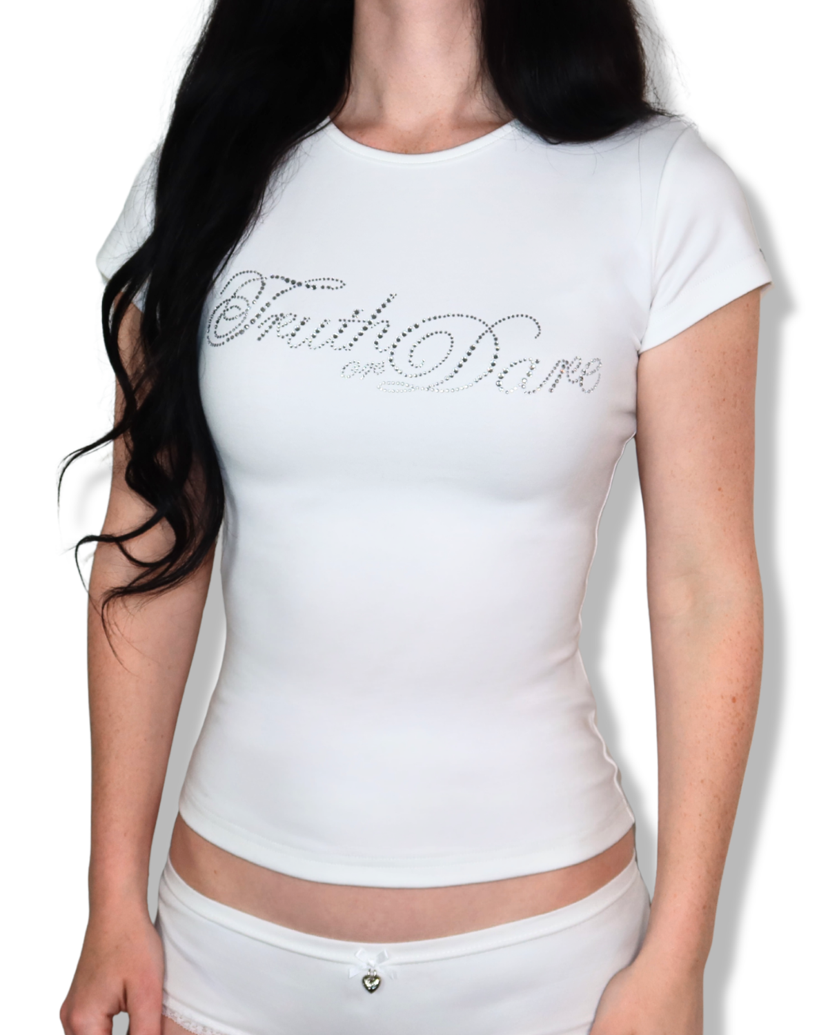 Classic White Rhinestone Logo Tee – Truth or Dare