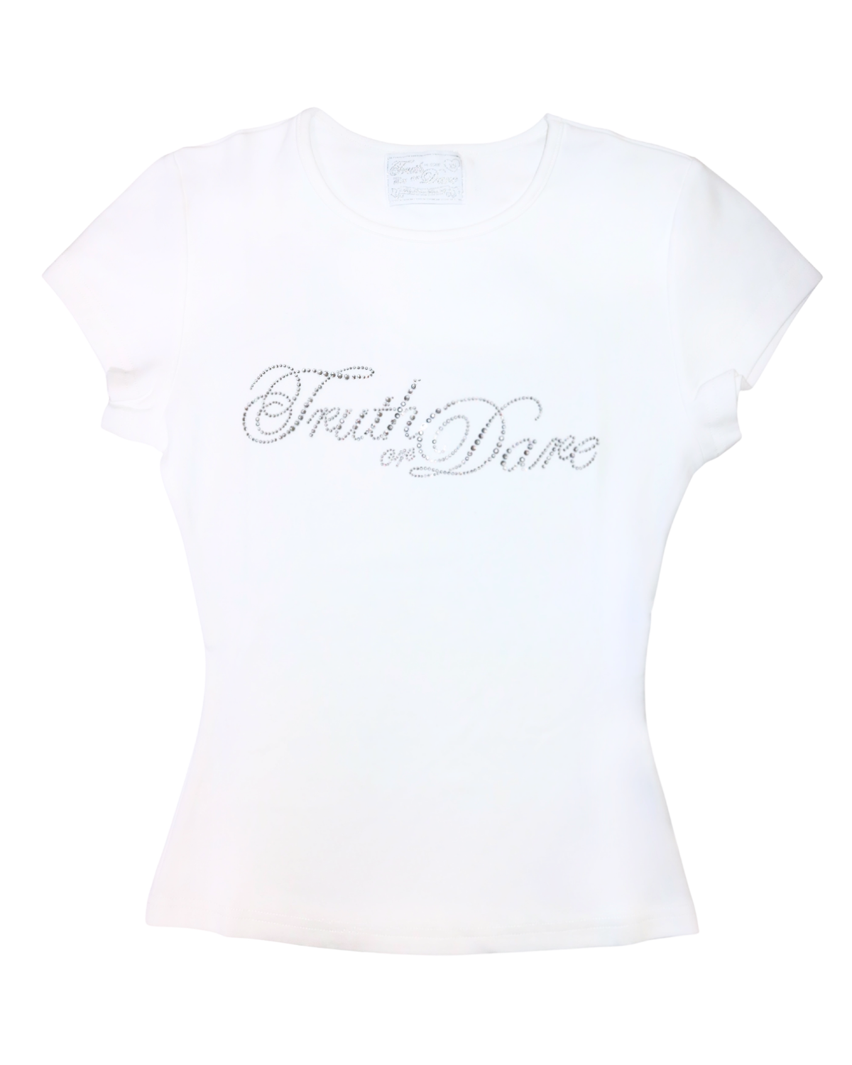 Classic White Rhinestone Logo Tee – Truth or Dare