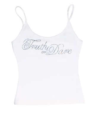Classic White Rhinestone Logo Tank