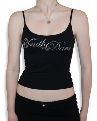 Classic Black Rhinestone Logo Tank