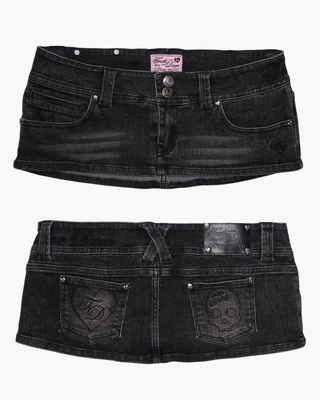 First Edition Denim Micro Skort - Black