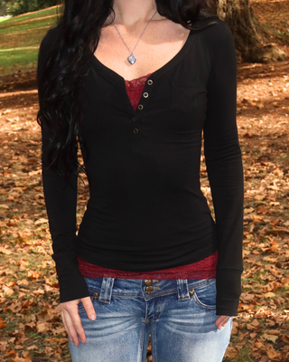 Black Audrey Henley Top