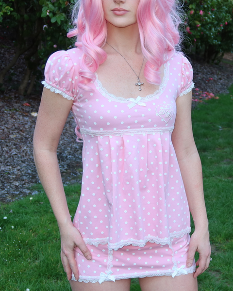 Strawberries and Cream Aurora Babydoll and Skort Set