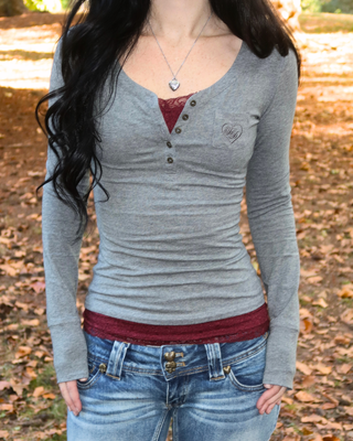 Grey Audrey Henley Top