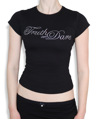 Classic Black Rhinestone Logo Tee